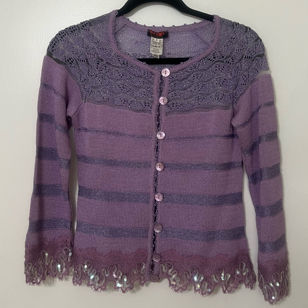 BAZAR Christian Lacroix lavender cardigan - small
